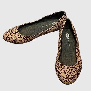 Dr. Scholls Womens Flats 9.5 Leopard Print Slip On Shoes Comfort Travel